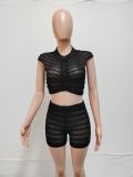 Knits See Through Nightclub Two Piece Short Set QXTF-83012