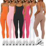 Solid Color Sling Tight Jumpsuit MZ-2858