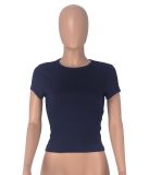 Solid Color Short Sleeve Casual T Shirt MZ-2852