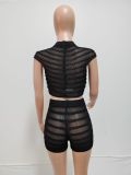 Knits See Through Nightclub Two Piece Short Set QXTF-83012