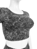 Short Sleeve Slim Tops Shorts 2 Piece Set CH-24025