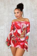 Casual Print One Shoulder Mini Dress OD-8670