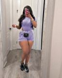 Solid Color Rib Bodysuit And Shorts 2 Piece Set TR-1311