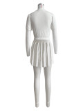 Solid Color Lapel Sport Two Piece Skirts Set CH-24028S