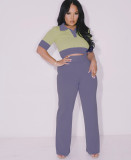 Patchwork Contrast Color Two Piece Pants Set SFY-2773