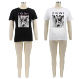 Letter Print Short Sleeve T Shirt SFY-001-1