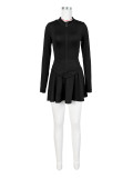 Sport Long Sleeve Flare Mini Dress(With Safety Pants) CH-24029
