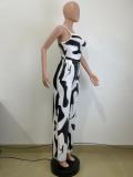 Print Halter Vest Wide Leg Pants 2 Piece Set QODY-6036