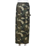 Camouflage Print High Split Long Skirt GNZD-8805DD