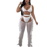 Sexy Mesh Patchwork Tight Two Piece Pants Set BY-2047
