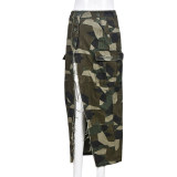 Camouflage Print High Split Long Skirt GNZD-8805DD