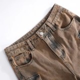 Tie Dye Print Patchwork Straight Jeans GQLF-68000