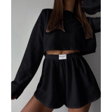 Solid Color Short Sleeve Loose 2 Piece Shorts Set GSMU-23525MH