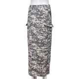 Camouflage Print High Split Long Skirt GNZD-8805DD
