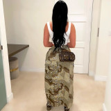 Camouflage Print High Split Long Skirt GNZD-8805DD