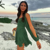 Mesh Long Sleeve Bandage Backless Mini Dress GSZM-D24DS067