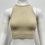 Solid Color Hollow Out Sleeveless Tank Top GSMU-03307541LY