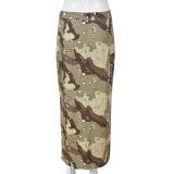 Camouflage Print High Split Long Skirt GNZD-8805DD