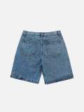 Loose Color-blocked Pentagram Splicing Denim Mid Pants GQLF-8090