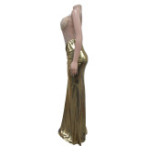 Sexy Hot Drill High Split Maxi Dress BY-6935