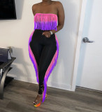 Sexy Backless Gradient Tassel Two Piece Pants Set YS-2408
