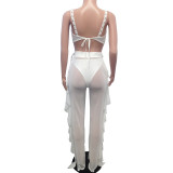 Sexy Mesh Patchwork Tight Two Piece Pants Set BY-2047