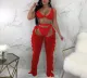 Sexy Mesh Patchwork Tight Two Piece Pants Set BY-2047