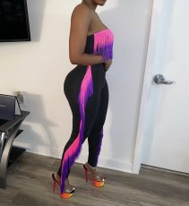 Sexy Backless Gradient Tassel Two Piece Pants Set YS-2408