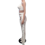 Sexy Mesh Patchwork Tight Two Piece Pants Set BY-2047