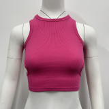 Solid Color Hollow Out Sleeveless Tank Top GSMU-03307541LY