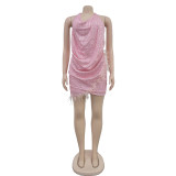 Sexy Sequin Halter Backless Mini Dress BY-6905