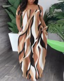Casual Print Off Shoulder Maxi Dress GSRX-9059