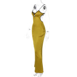 Sexy Sling Tie Up Backless Maxi Dress LJSF-D2C11478W