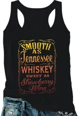 Plus Size Letter Print Casual Tank Tops GQF-058