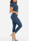Fashion Short Sleeve Denim Jumpsuit LX-6861