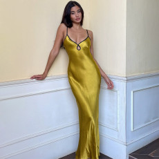 Sexy Sling Tie Up Backless Maxi Dress LJSF-D2C11478W