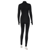 Long Sleeve Zipper Solid Jumpsuit LJSF-P1B7079W