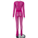 Solid Color Tight See Through Two Piece Pants Set MXBF-K23ST157