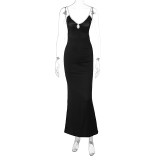 Sexy Sling Tie Up Backless Maxi Dress LJSF-D2C11478W