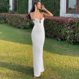 Sexy Sling Tie Up Backless Maxi Dress LJSF-D2C11478W