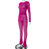 Solid Color Tight See Through Two Piece Pants Set MXBF-K23ST157