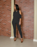 Solid Irregular Tops And Pants Two Piece Set LDS-3306