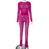 Solid Color Tight See Through Two Piece Pants Set MXBF-K23ST157