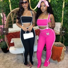 Sexy Wrap Chest Tops And Back Pants Two Piece Set GDIM-2412