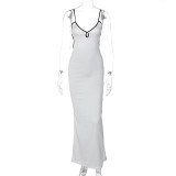 Sexy Sling Tie Up Backless Maxi Dress LJSF-D2C11478W