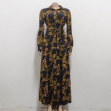 Long Sleeve Print Slim Maxi Dress SMR-11190