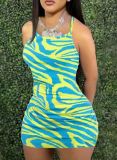 Casual Print Sleeveless Sling Mini Dress GYXF-112