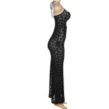 Sexy Hollow Out Halter Maxi Dress GYME-K22D15278