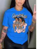 Plus Size Casual Print Short Sleeve T Shirt GQF-3009