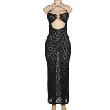Sexy Hollow Out Halter Maxi Dress GYME-K22D15278